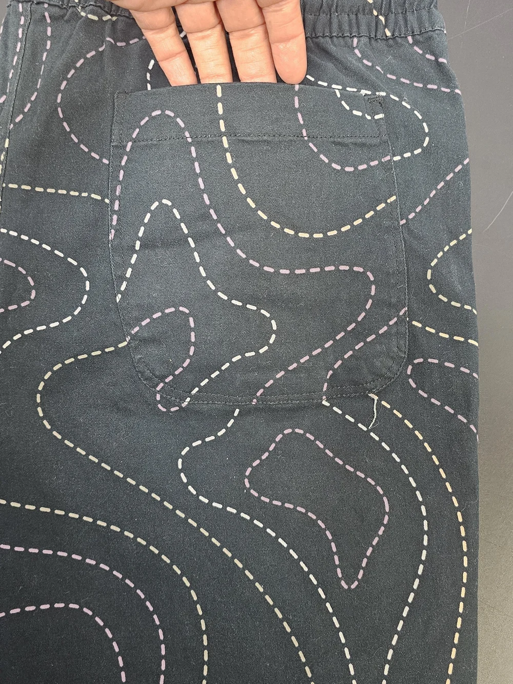 Men's Black Patterned Drawstring Shorts
